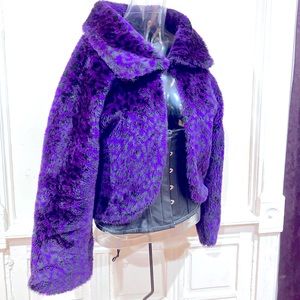 Purple Leopard Faux Fur Jacket